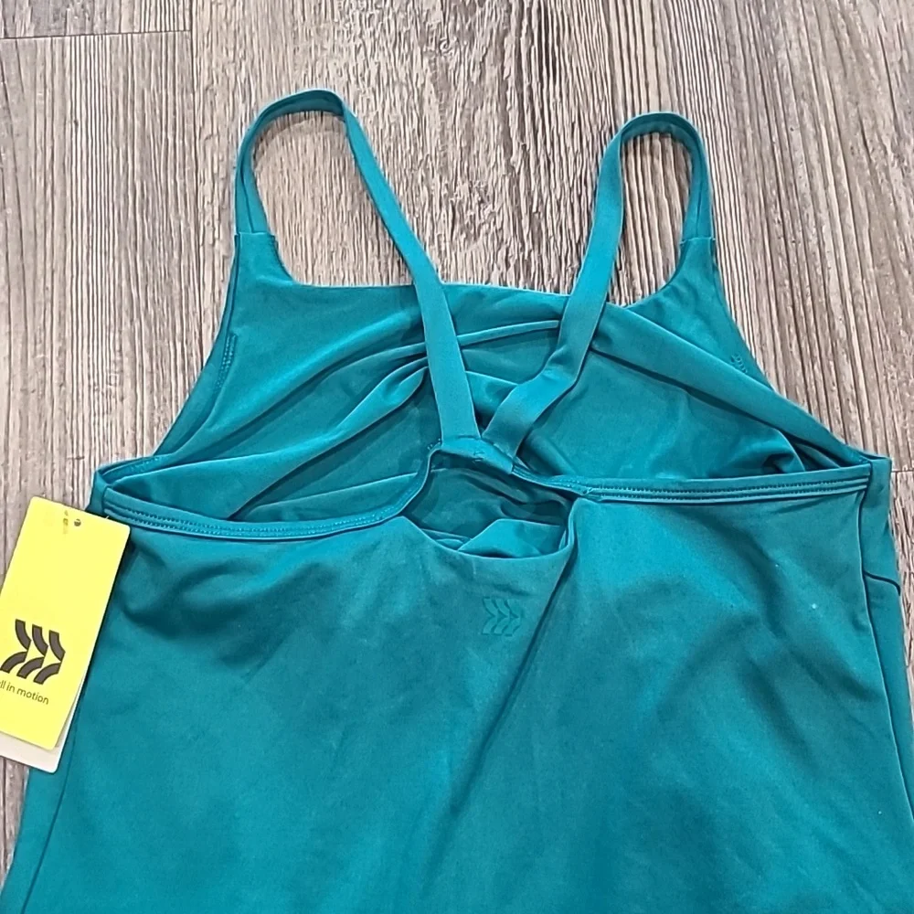 All In Motion Teal Contrast Trim Active Dress Size Large 10/12